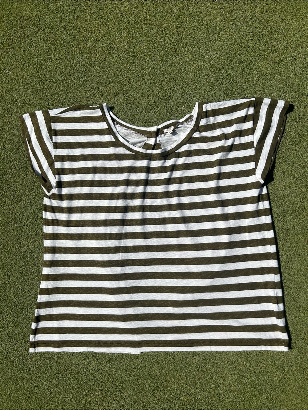 JCREW Striped Cap Sleeve Shirt, Size L